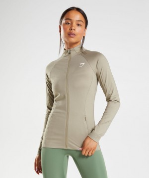 Gymshark Training Zip Up Hoodie Damen Braun | SFA-731290