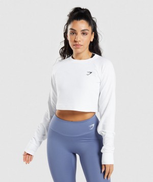 Gymshark Trainingped Sweater Pullover Damen Weiß | NEW-753092