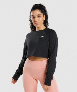 Gymshark Trainingped Sweater Pullover Damen Schwarz | VXS-371928