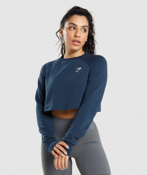 Gymshark Trainingped Sweater Pullover Damen Navy | OKS-058674