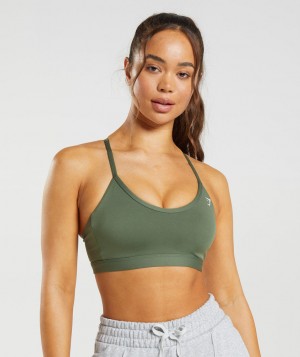 Gymshark V Neck Sport BH Damen Olivgrün | MOV-608914