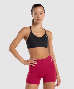Gymshark V Neck Sport BH Damen Schwarz | EAQ-849630