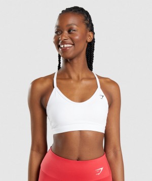 Gymshark V Neck Sport BH Damen Weiß | YJM-539824