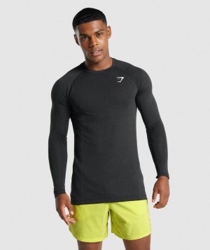 Gymshark Vital Light Seamless Langarm Shirts Herren Schwarz | PUV-627480