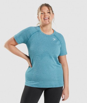 Gymshark Vital Seamless 2.0 Light T-Shirt Damen Türkis | TRY-687904