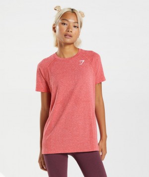 Gymshark Vital Seamless 2.0 Light T-Shirt Damen Rot | BKA-702168