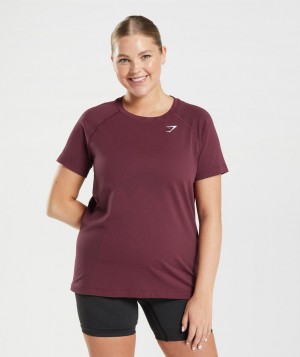 Gymshark Vital Seamless 2.0 Light T-Shirt Damen Bordeaux | NKY-034692