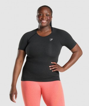 Gymshark Vital Seamless 2.0 T-Shirt Damen Schwarz | KGE-687531