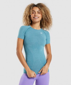 Gymshark Vital Seamless 2.0 T-Shirt Damen Türkis | DMF-628417