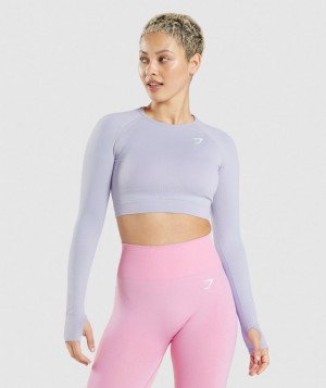 Gymshark Vital Seamless 2.0 Top Kurz Geschnittene Oberteile Damen Blau | JHD-854039