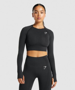 Gymshark Vital Seamless 2.0 Top Kurz Geschnittene Oberteile Damen Schwarz | TSV-372685