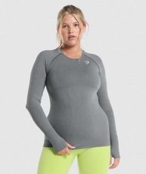 Gymshark Vital Seamless 2.0 Top Langarm Shirts Damen Grau | GTS-317409