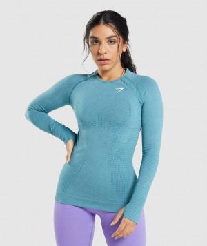 Gymshark Vital Seamless 2.0 Top T-Shirt Damen Türkis | UAK-398025