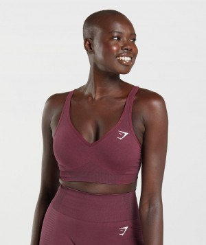 Gymshark Vital Seamless 2.0 V Neck Sport BH Damen Bordeaux | TFG-850491