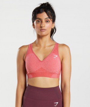 Gymshark Vital Seamless 2.0 V Neck Sport BH Damen Rot | MIB-579368