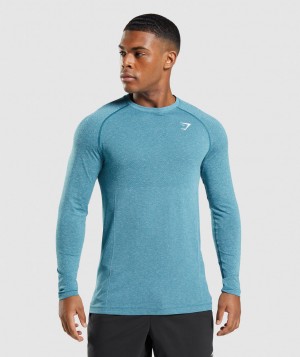 Gymshark Vital Seamless Light Langarm Shirts Herren Türkis | DBQ-208153