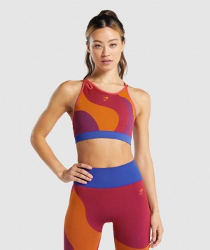 Gymshark WTFlex Seamless Asymmetric Strappy Sport BH Damen Rosa | HQL-927614