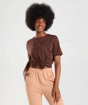 Gymshark Whitney Oversized T-Shirt Damen Braun | OGL-473698