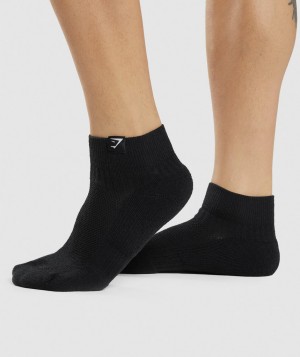 Gymshark Woven Tab Sneaker 3pk- Black Socken Herren Schwarz | ZEG-109726