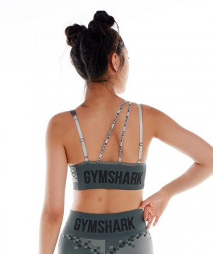 Gymshark Wtflex Cyborg Seamless Sport BH Damen Grau Schwarz Hellgrau | CAY-567819