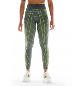 Gymshark Wtflex Linear Seamless Leggings Damen Grau Grün Hellgrau | URI-875120