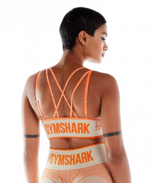 Gymshark Wtflex Linear Seamless Sport BH Damen Grau Orange Weiß | JDO-529481
