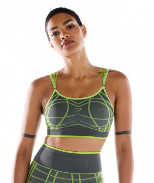 Gymshark Wtflex Linear Seamless Sport BH Damen Grau Grün Hellgrau | NFQ-293514